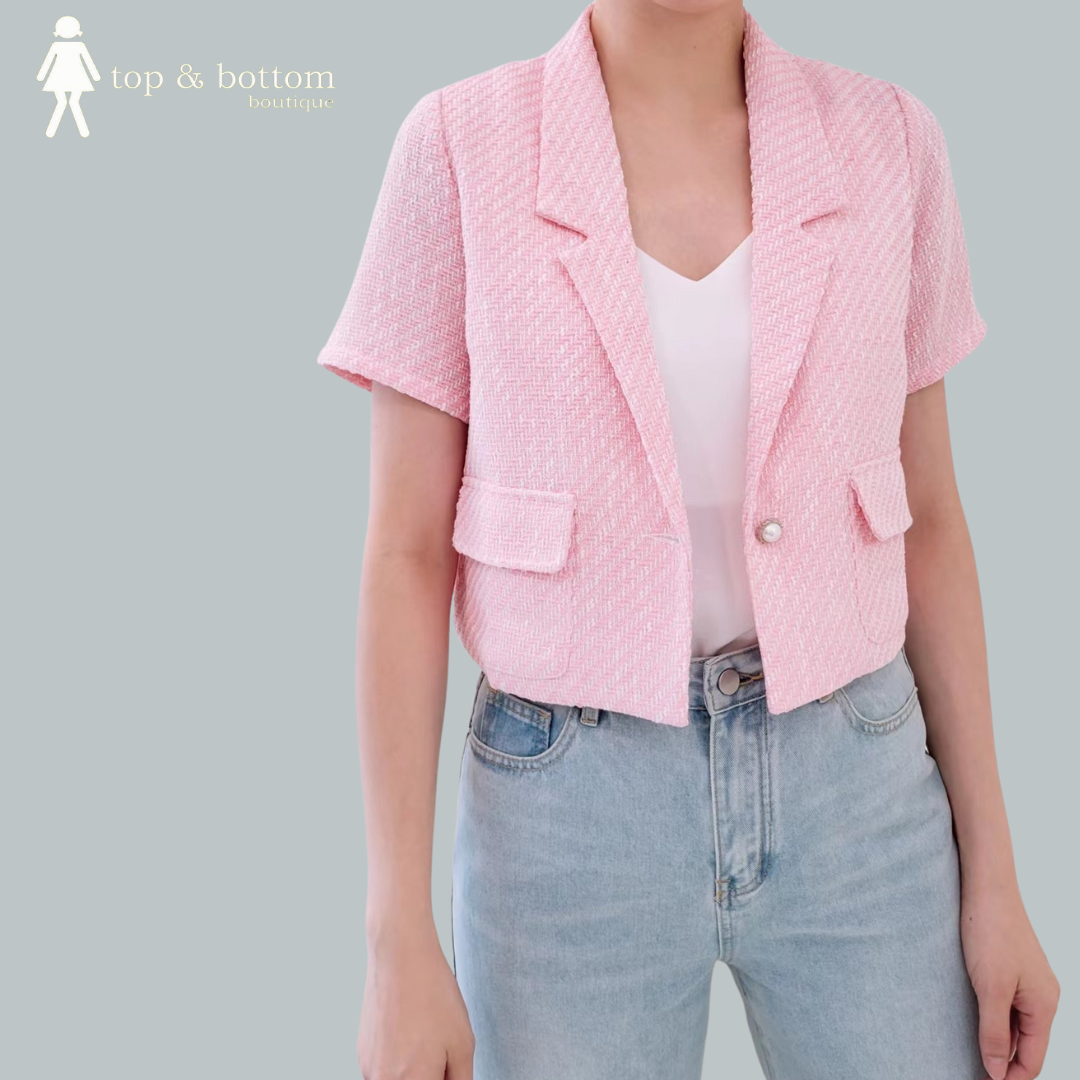 S/SLEEVE TWEED JACKET BLOUSE