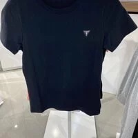 [S] GUESS WOMEN'S MINI LOGO BASIC SHORT SLEEVE TEE,BLACK, YN2K9464-BLK (SGU324)