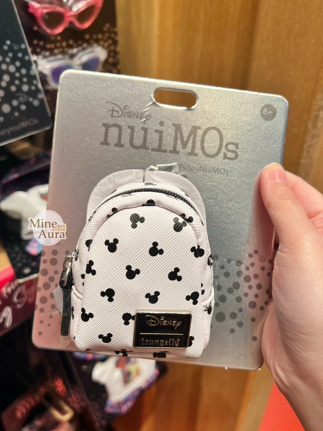 nuiMOs娃娃公仔專用配件 米奇頭滿版圖案 黑色白底 後背包 -香港迪士尼樂園