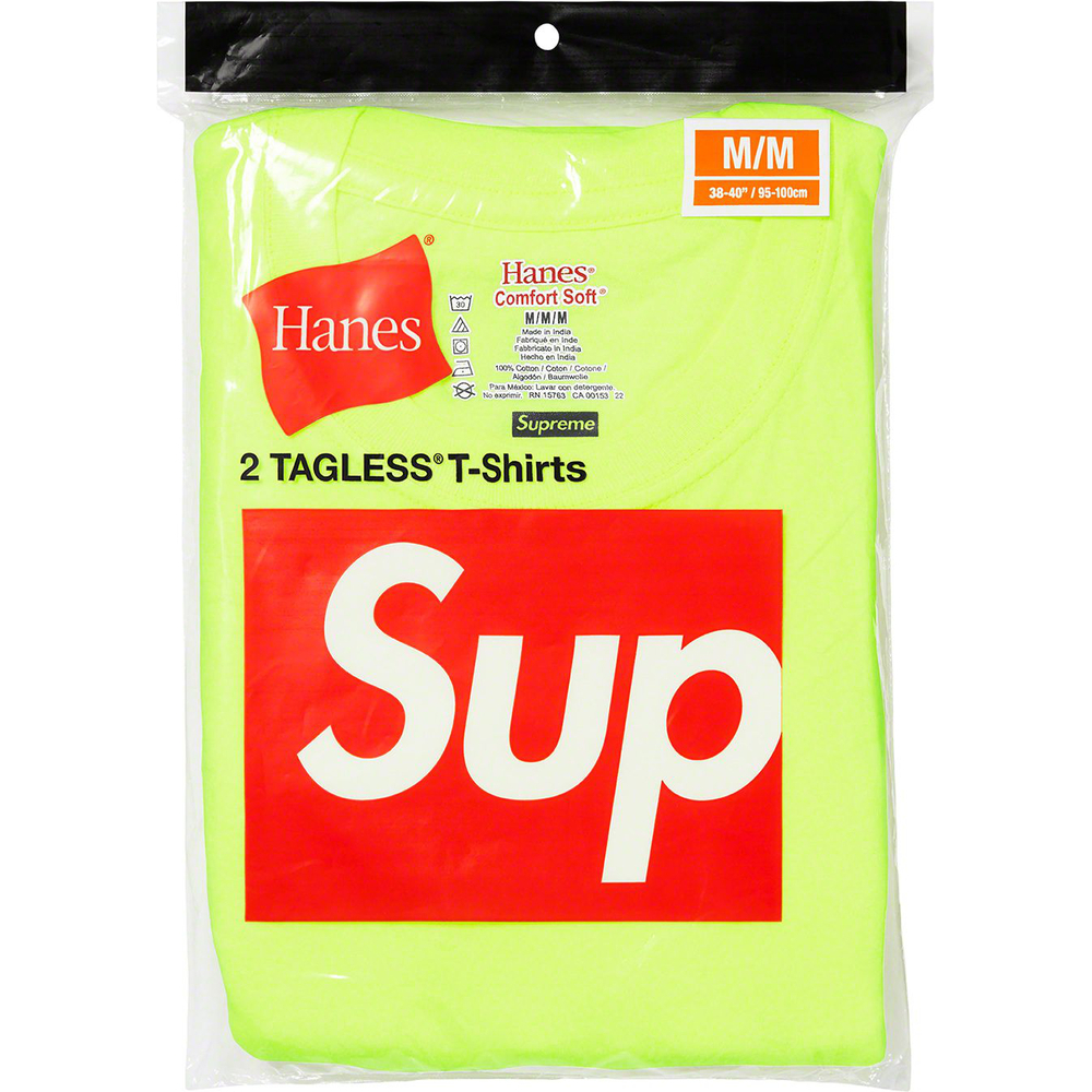 【Focus Store】現貨秒發 Supreme HANES® Tagless Tees (2 Pack - Fluorescent Yellow) 螢光綠 打底衣 兩入組
