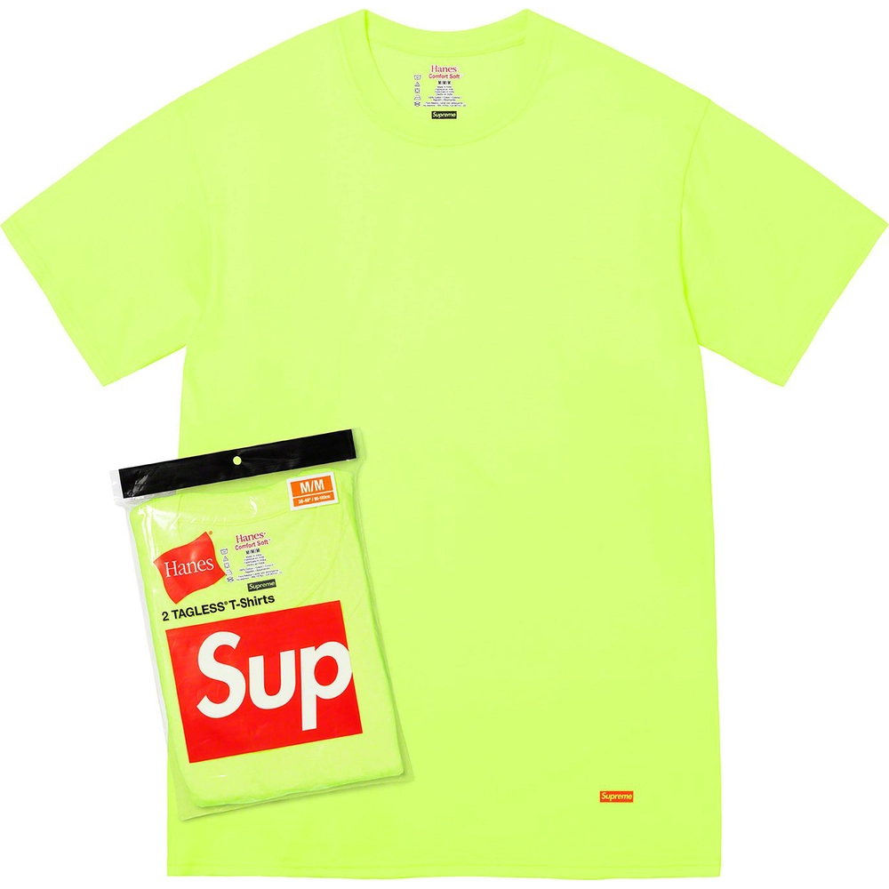 【Focus Store】現貨秒發 Supreme HANES® Tagless Tees (2 Pack - Fluorescent Yellow) 螢光綠 打底衣 兩入組
