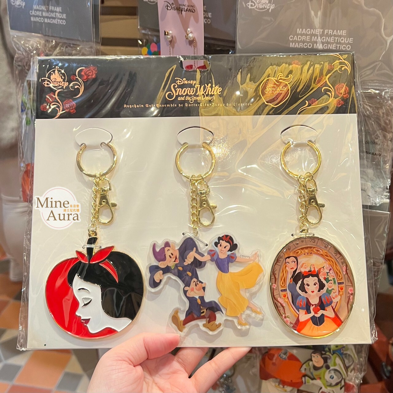 白雪公主 Snow-white 與小矮人 造型 鑰匙圈 吊飾 3入組 -香港迪士尼樂園
