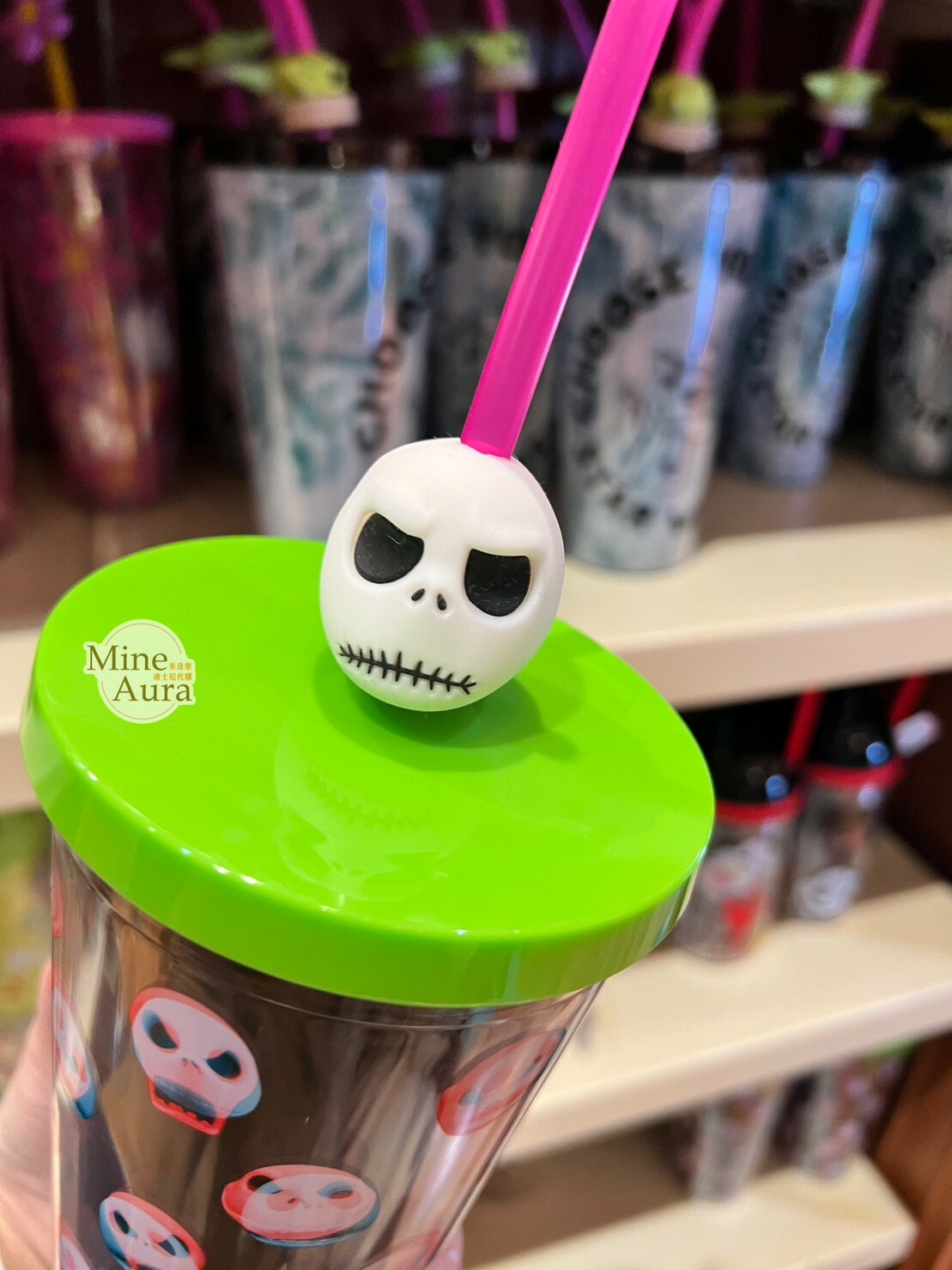 骷顱 傑克 Jack Skellington 滿版大頭圖案 吸管 水杯 聖誕夜驚魂 -香港迪士尼樂園