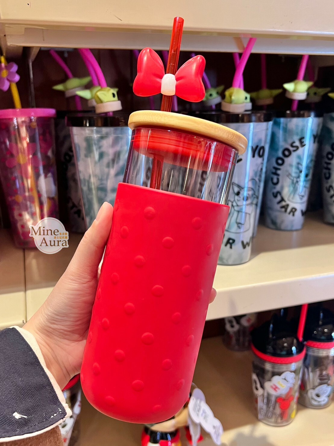 米妮 Minnie 蝴蝶結 造型 吸管 水杯 -香港迪士尼樂園