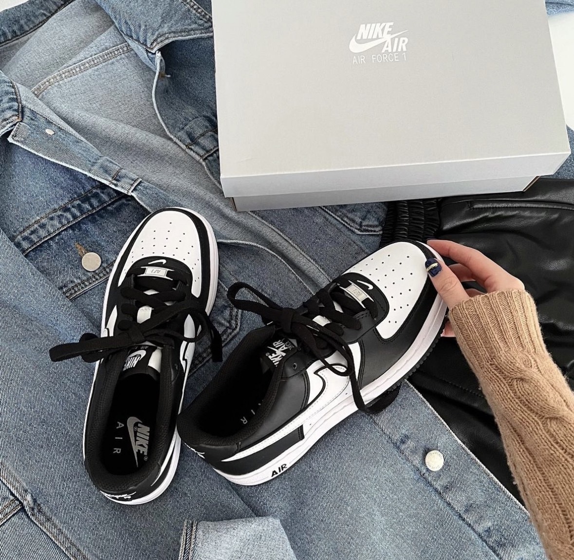 Nike Air Force 1 (GS) 黑白熊貓 大童 (DV1621-001)