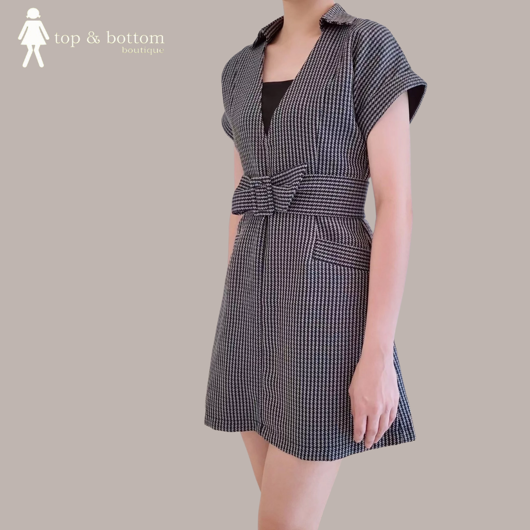HOUNDSTOOTH BELTED DRESS