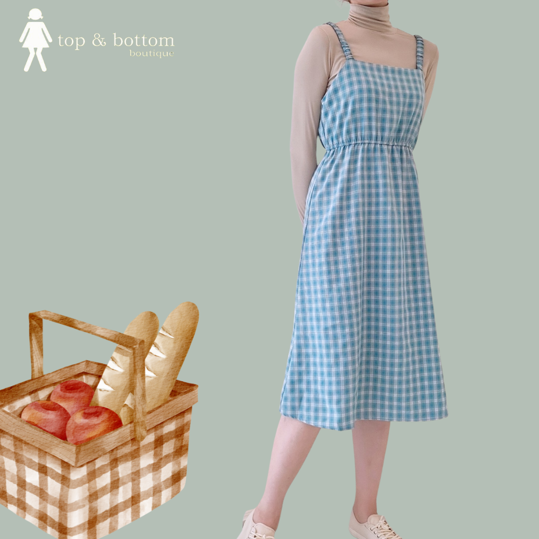 STRAP CHECKED MIDI DRESS (EXCLUDED INNER)