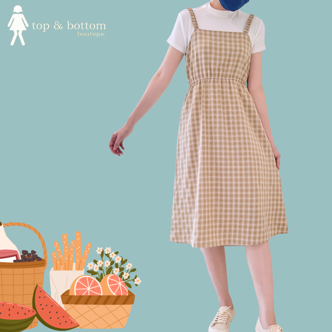 STRAP CHECKED MIDI DRESS (EXCLUDED INNER)