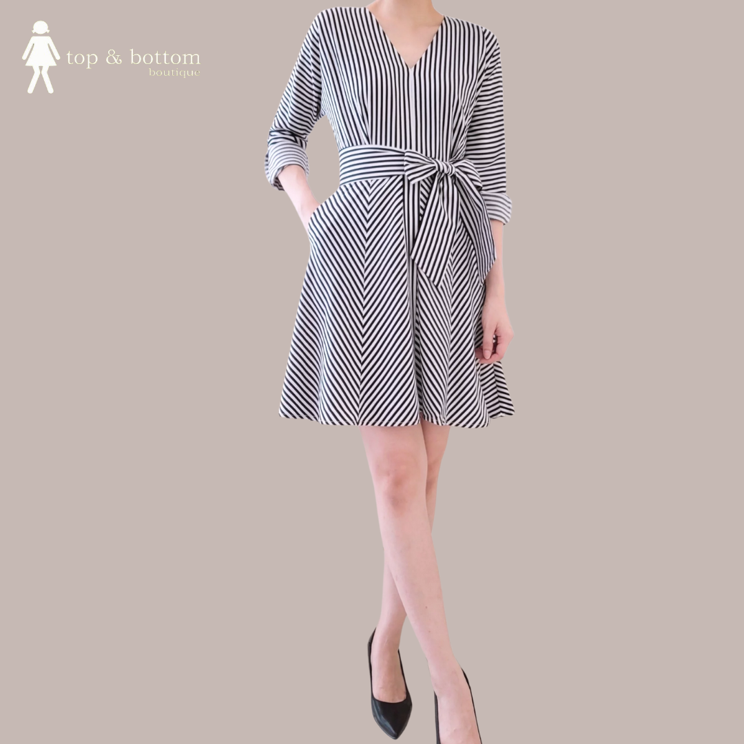 L/SLEEVE STRIPED DRESS