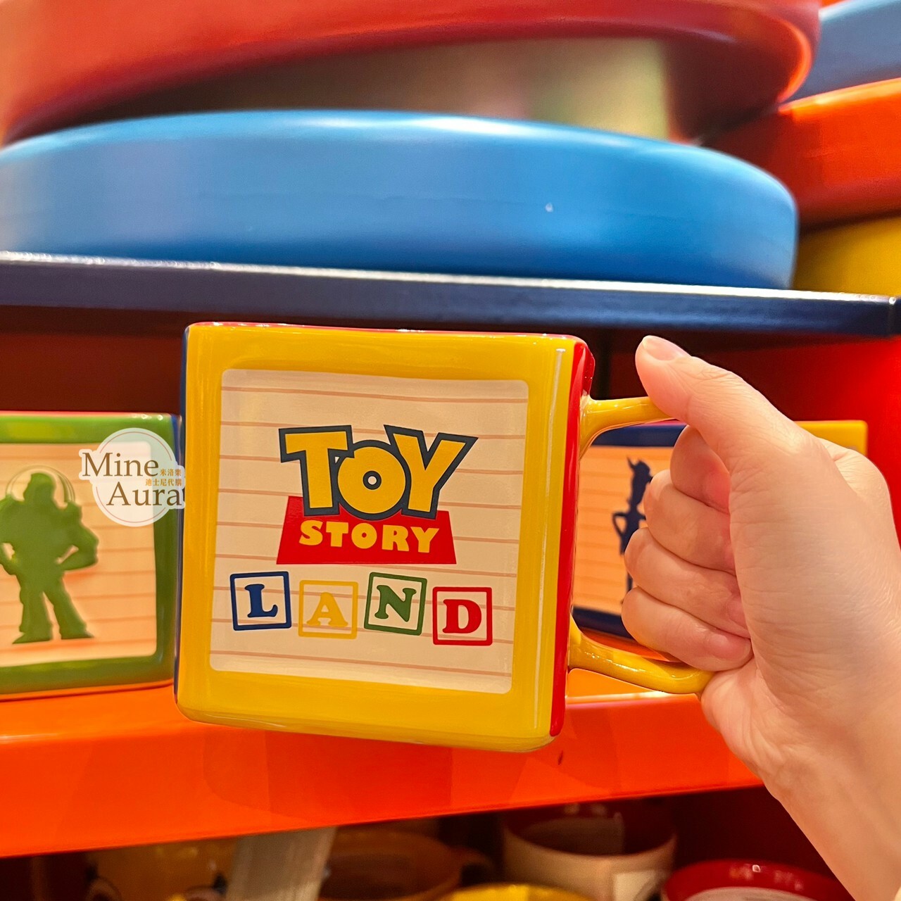 玩具總動員 Toy Story 剪影圖案 彩色 方形 馬克杯 水杯 -香港迪士尼樂園