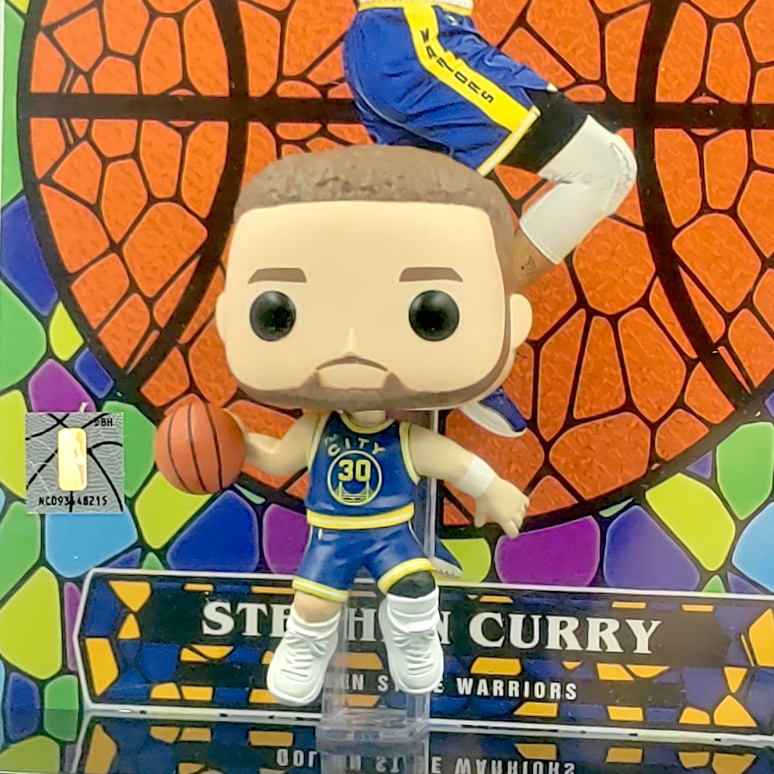 FUNKO POP<NBA>金州勇士史提芬.居里(藍黃衫上籃)(收藏卡背景盒)-No.15