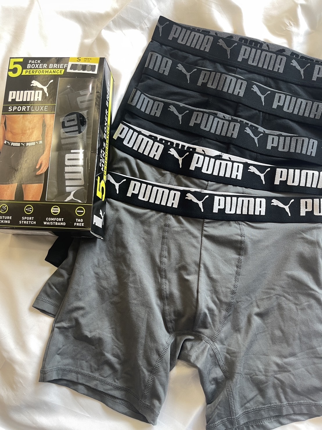 PUMA 透氣內褲 五件組 / 黑灰/黑灰藍