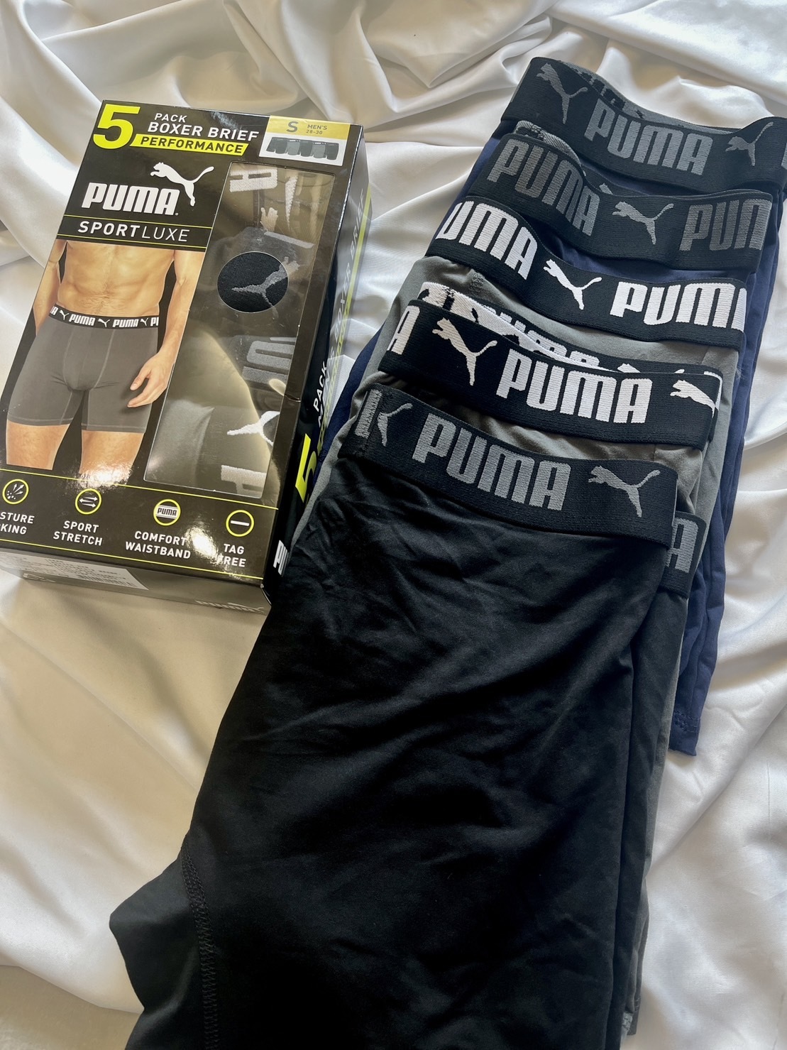 PUMA 透氣內褲 五件組 / 黑灰/黑灰藍