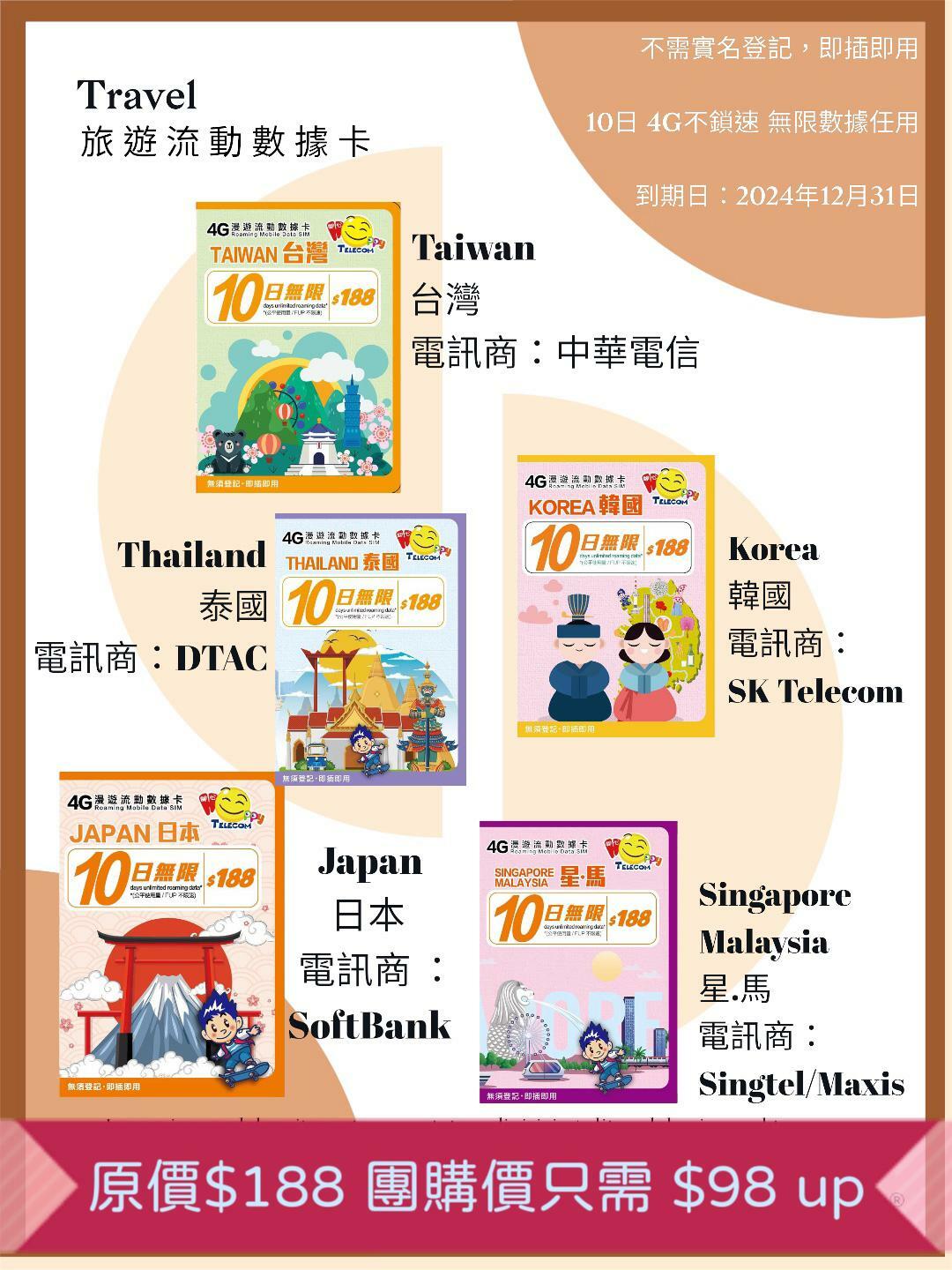 外遊旅行電話儲值卡