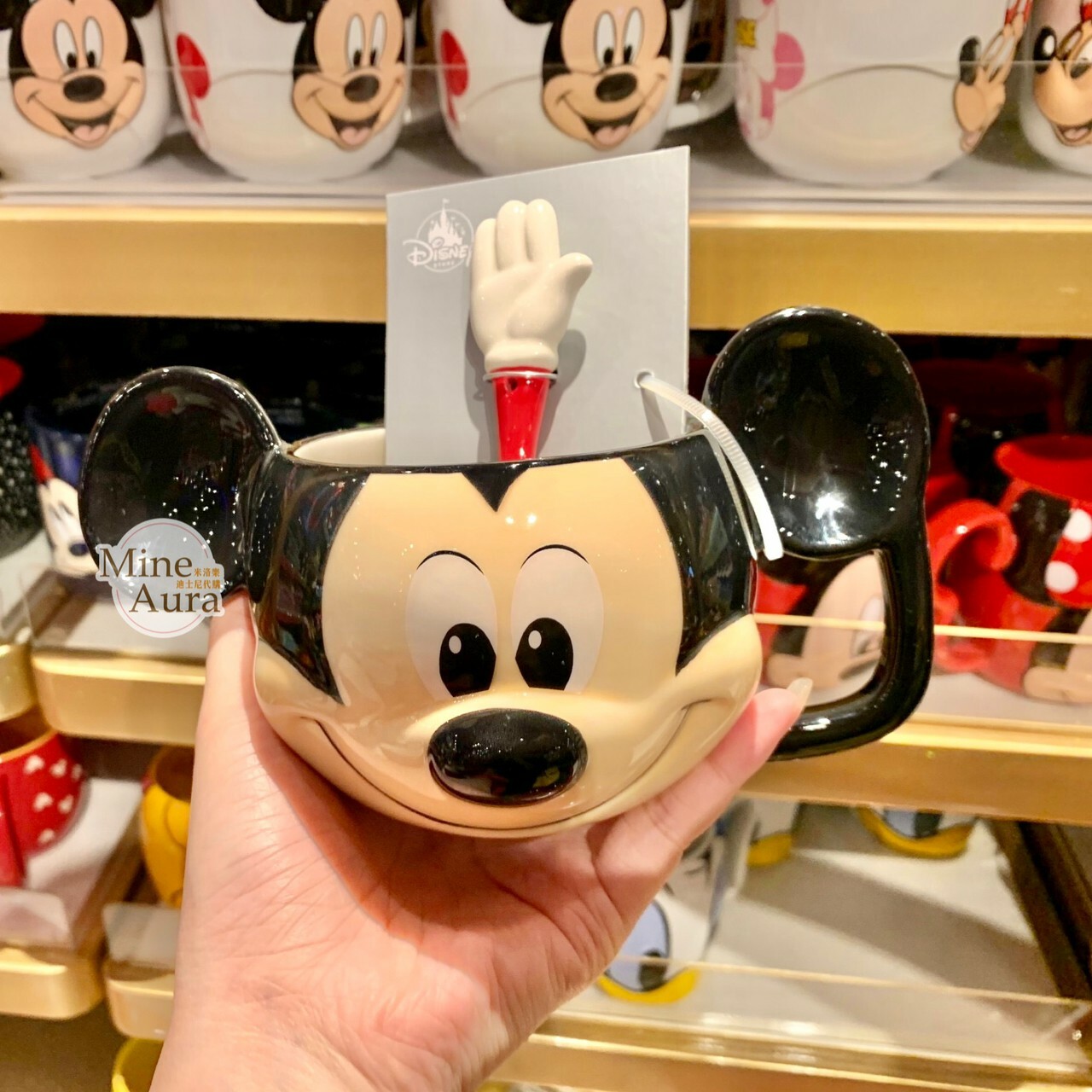 米奇 Mickey 大臉造型 湯勺+馬克杯 組 水杯 -香港迪士尼樂園