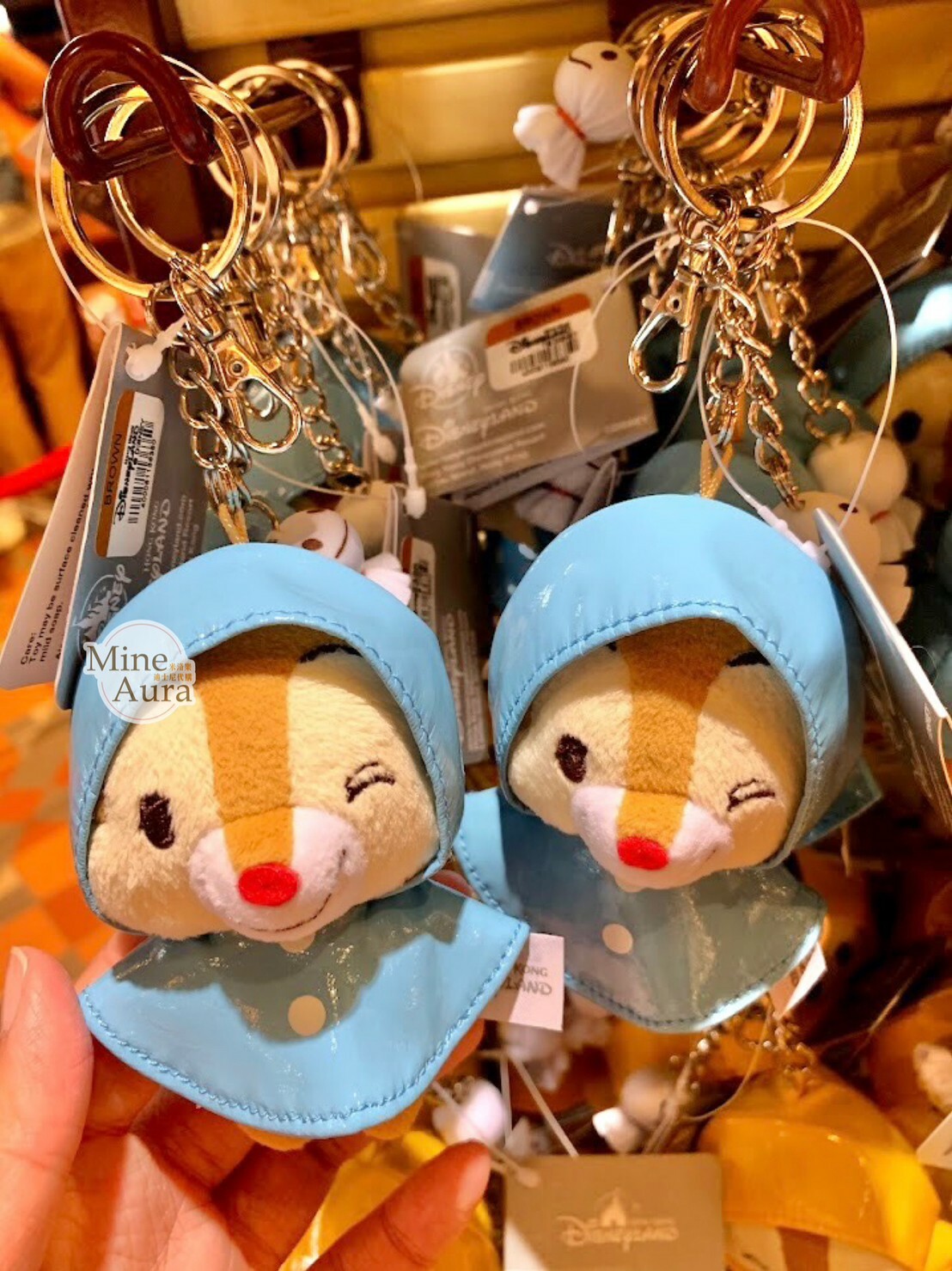 雨衣裝 紅鼻 蒂蒂 Dale 眨眼 笑臉 笑顏 絨毛 鑰匙圈 吊飾 奇奇蒂蒂 Chip 'n Dale -香港迪士尼樂園