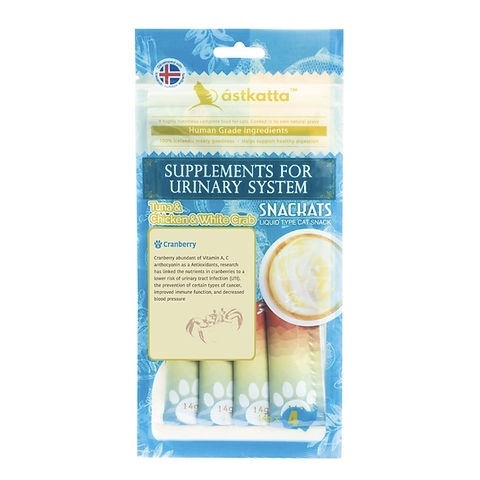 Astkatta 營養肉泥【泌尿保健】白鰹吞拿魚+走地雞+蟹肉 (14g x 4)