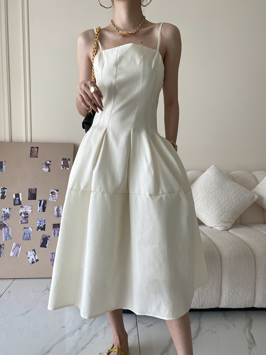 簡約高級收腰洋裝(黑/奶白)