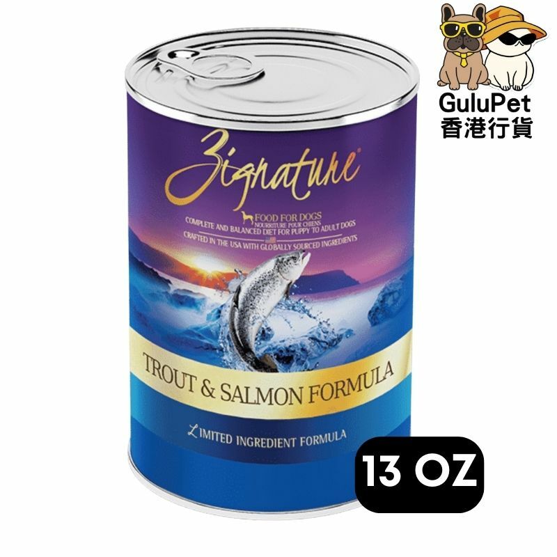 ZIGNATURE 超越鱒魚及三文魚配方狗罐頭 13OZ