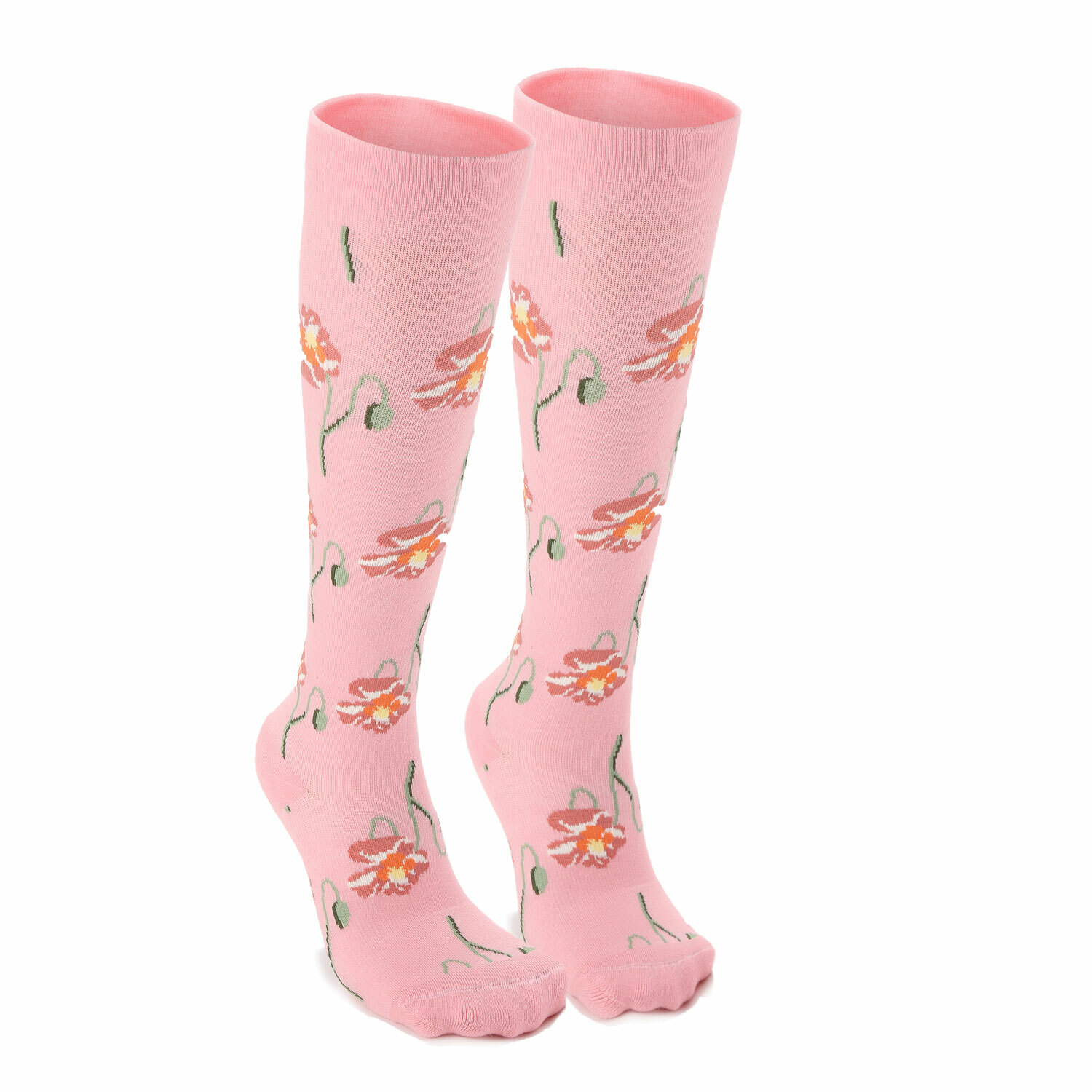 粉罌粟花｜經典設計師款．壓力及膝襪