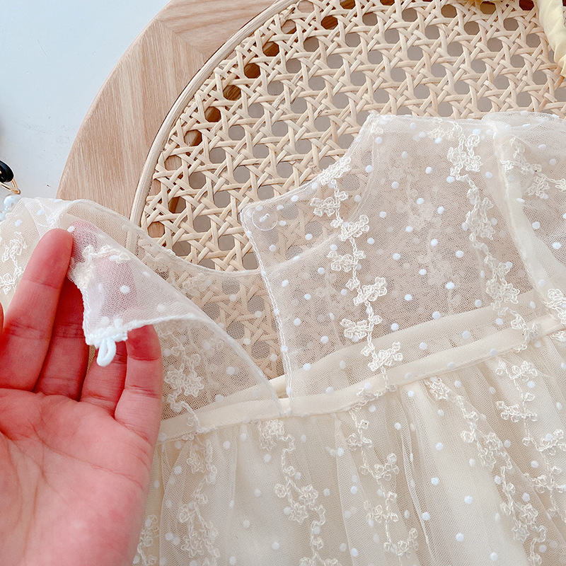 H90BE_SS23_C🌼米色氣質刺繡lace紗裙