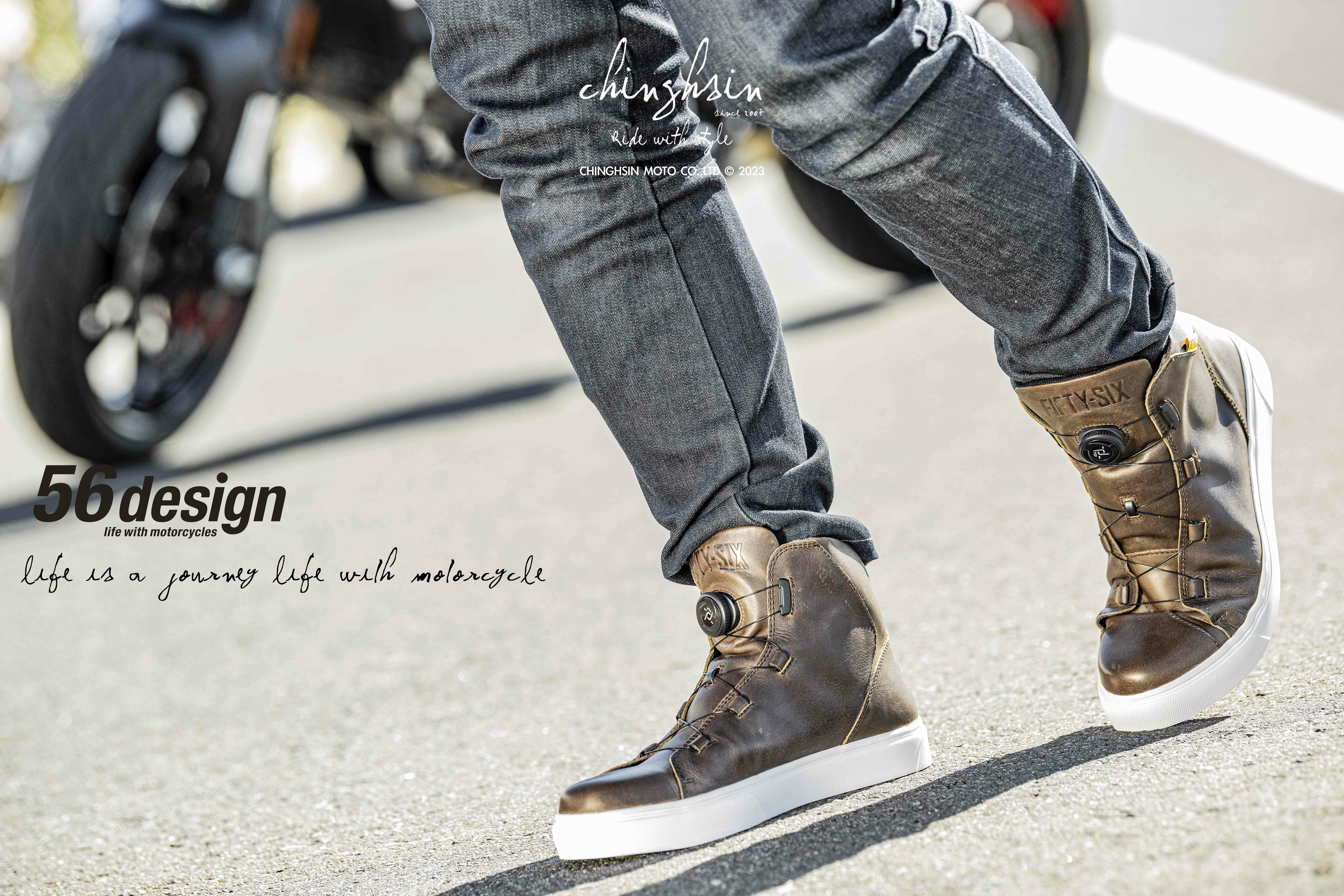 56DESIGN 皮革休閒車靴，TGF快扣與VIBRAM MEGA GRIP鞋底，日本製高品質