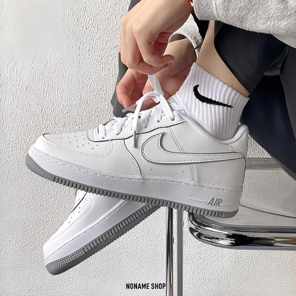 NIKE AIR FORCE 1 GS 大童 灰邊 白灰 (GS/大童)