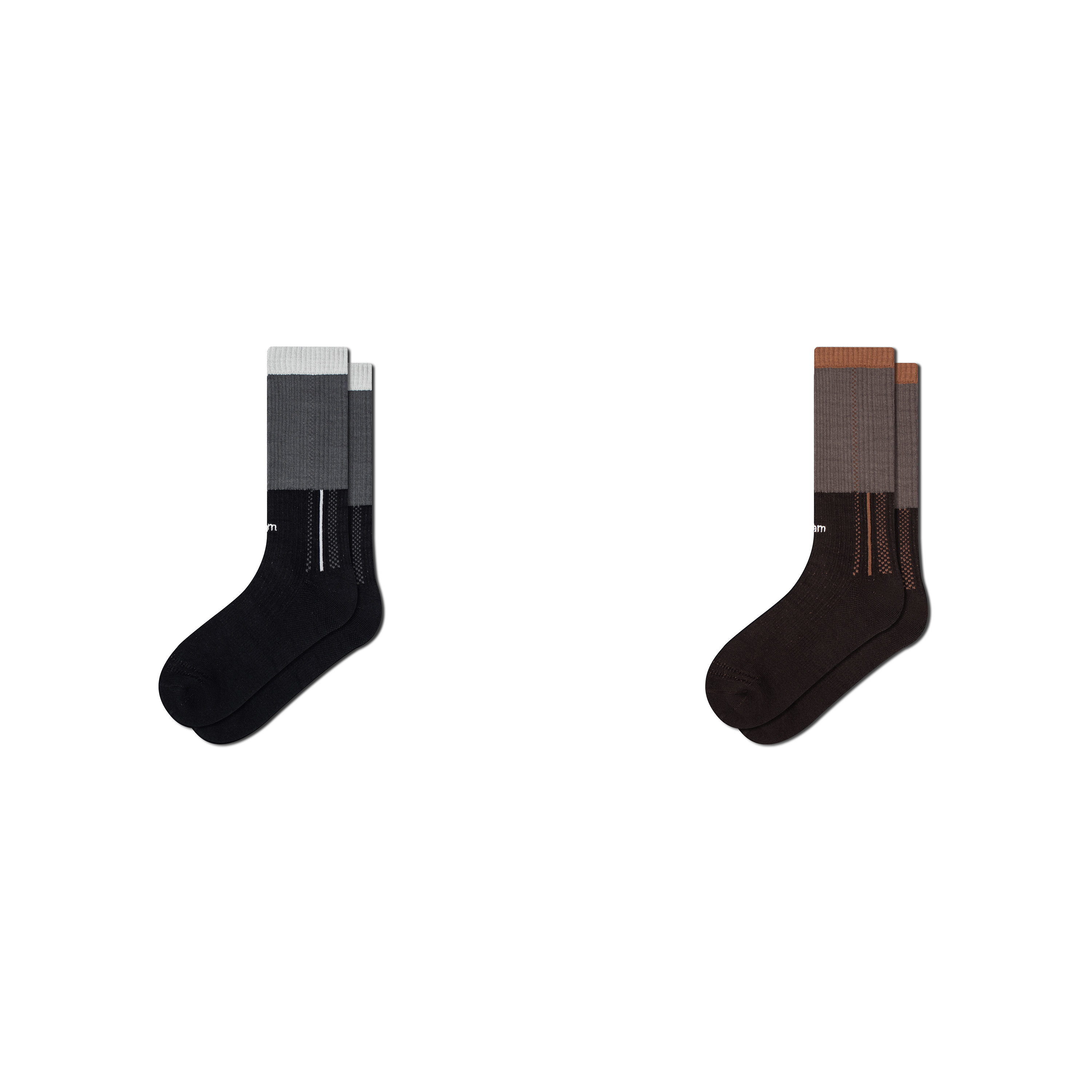 faam Bicolor Line crew socks 黯月/柚棕 - 雙色線條針織高筒襪