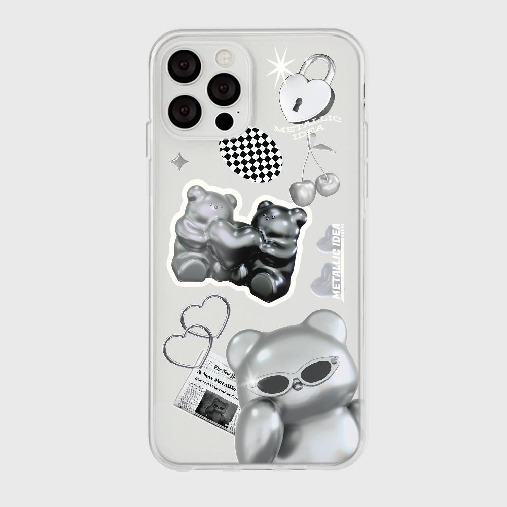 THE NINE MALL -스티커 실버 구미 透明軟殼