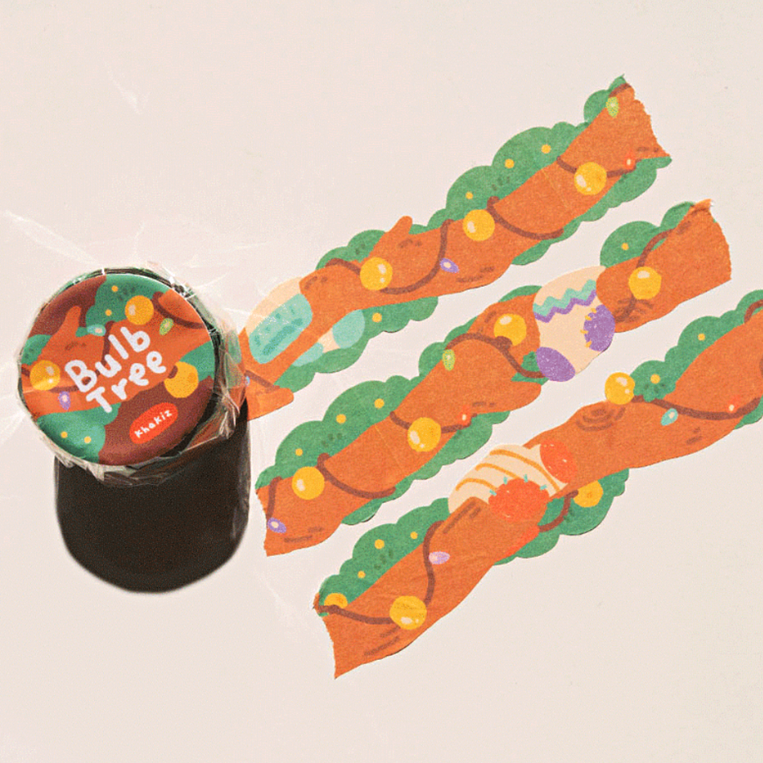 Khakiz 27mm die-cut Masking Tape－Bulb Tree (Korean Stationery Brand)