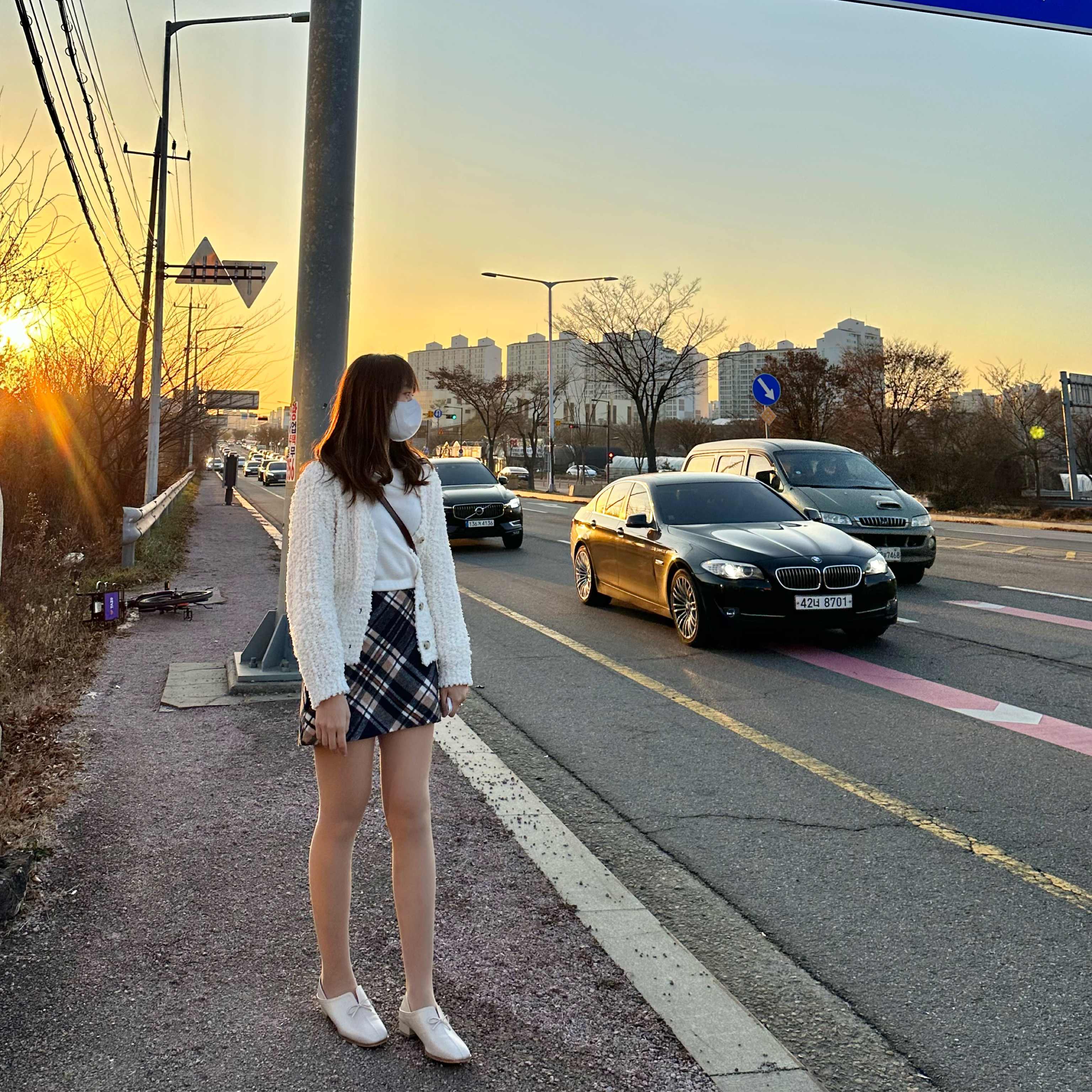 ✨||sk215 ||斜菱格拼色活潑短裙