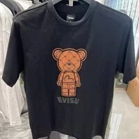 [S] EVISU PUBLIC BEARBRICK LOOSE FIT SHORT SLEEVE T-SHIRT,BLACK, EV2UTS902-BLACK (SEV223)