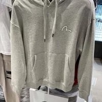 [S] EVISU COMMON LOOSE FIT HILLS ENGLISH HOODED SWEATSHIRT,OATMEAL, EU5UTS941-OATMEAL (SEV224)
