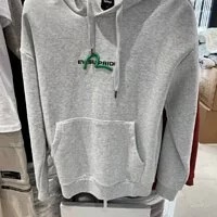 [S] EVISU COMMON LOOSE FIT EMBROIDERED HOODED SWEATSHIRT,MELANGE GREY, EU5UTS944-MELANGE GREY (SEV226)