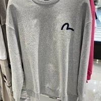 [S] EVISU COMMON BACK BRUSH TOUCH ENGLISH LOOSE FIT T-SHIRT,MELANGE GREY, EU5UTS942-MELANGE GREY (SEV229)