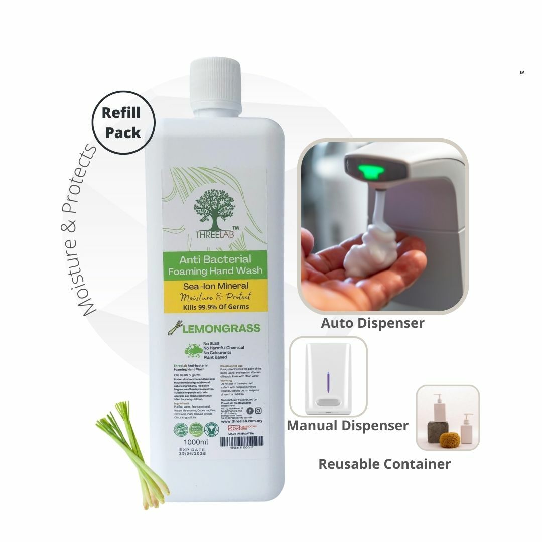 ThreeLab Foaming Hand Wash 100ml [REFILL]- Lemongrass