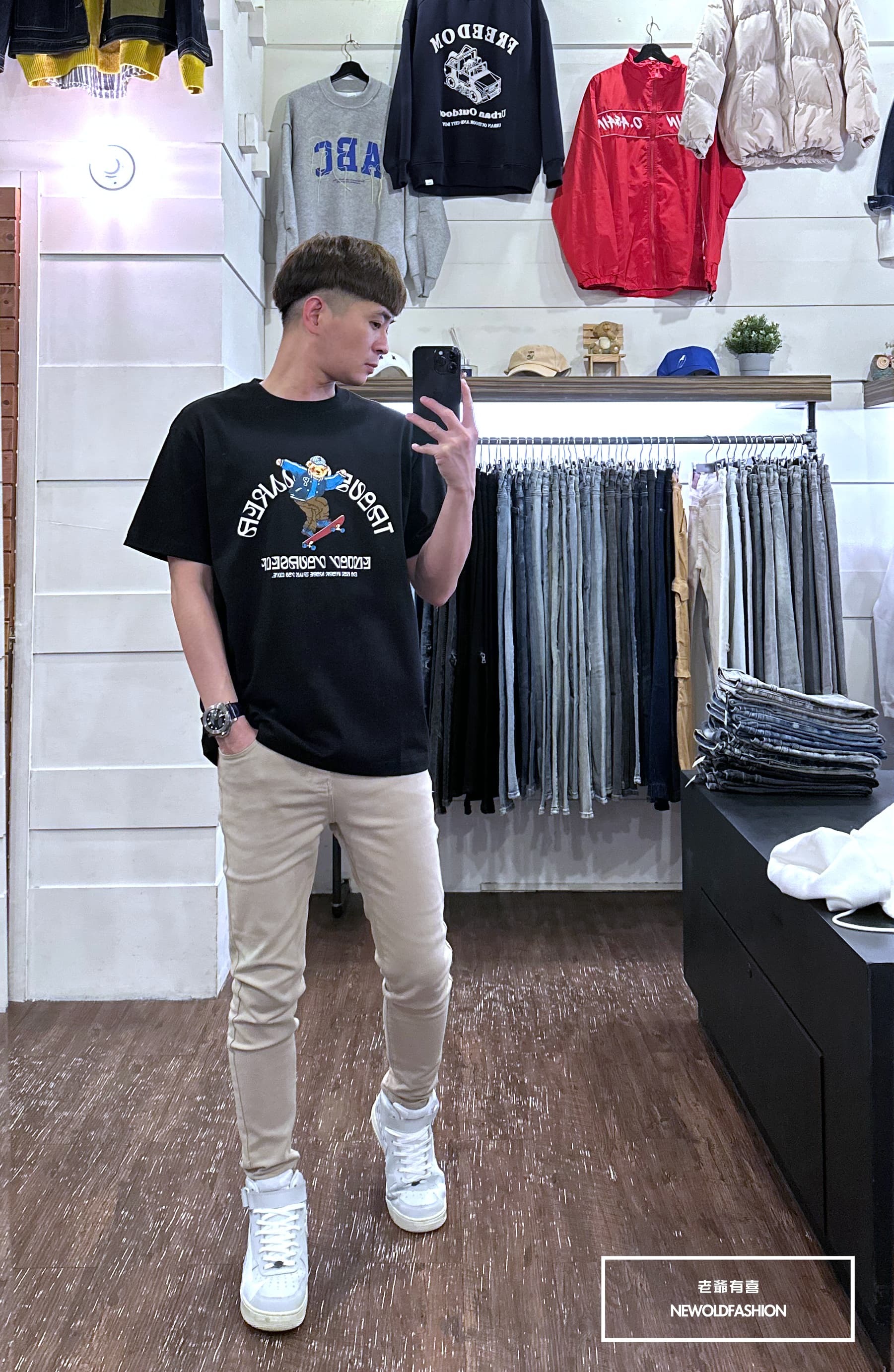 『新品上市』重磅純色全素小直筒牛仔褲(NOF23028270)-卡其