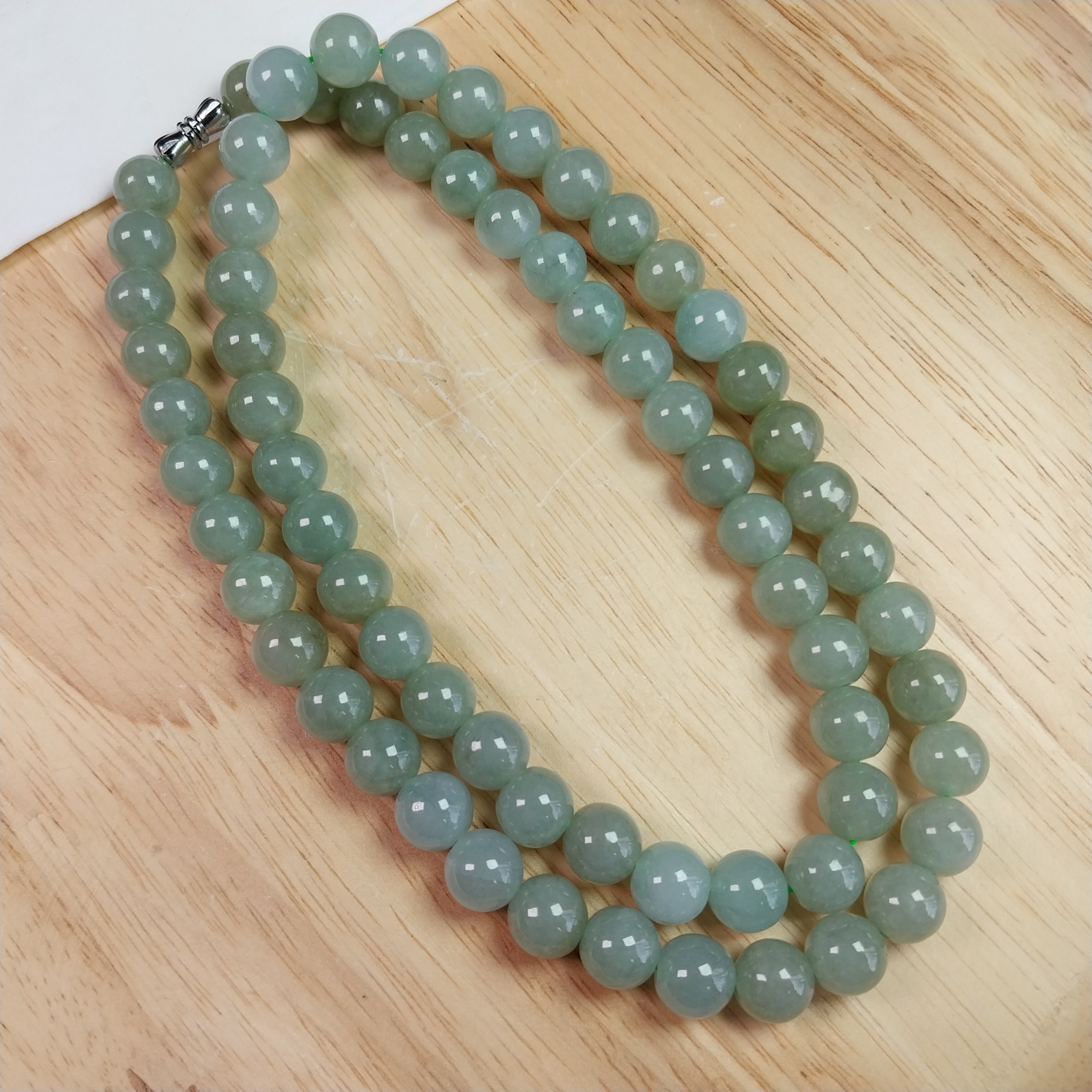 J1128 冰糯晴綠珠鍊 (9.5mm直徑)