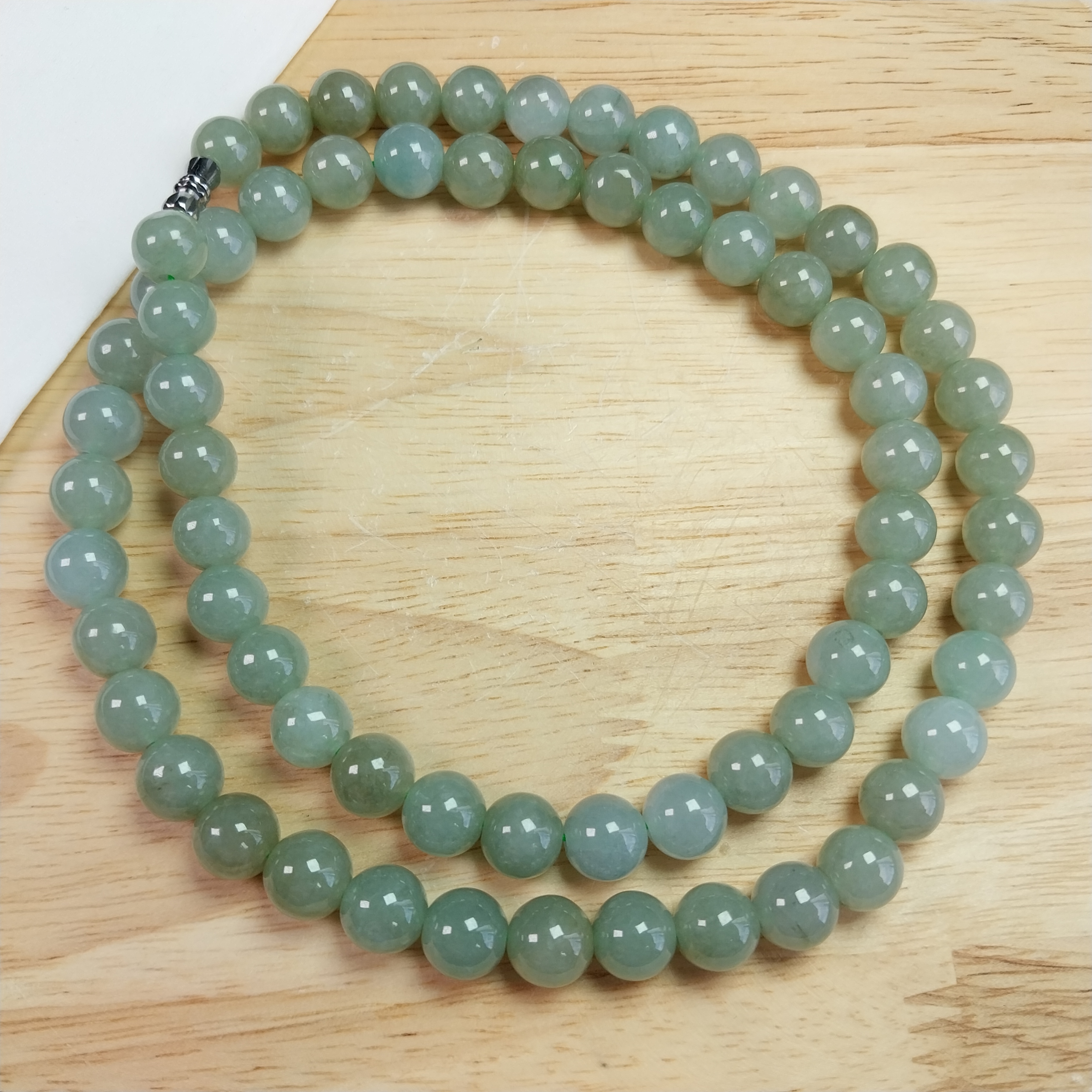 冰糯晴綠珠鍊 (9.5mm直徑), 天然翡翠A玉, 緬甸玉, Jade, Jadeite