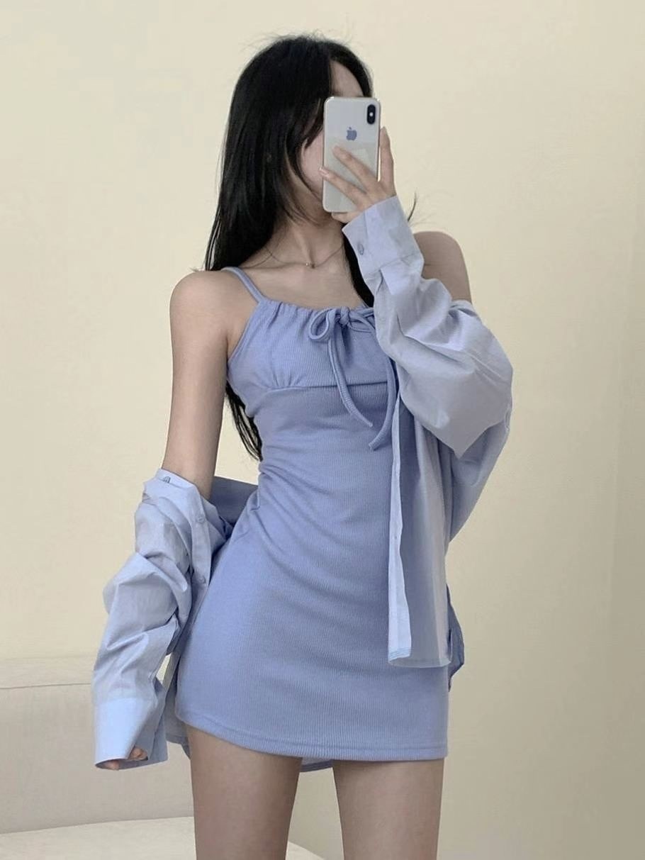 KR 綁帶吊帶修身連身裙 (3 COLORS)