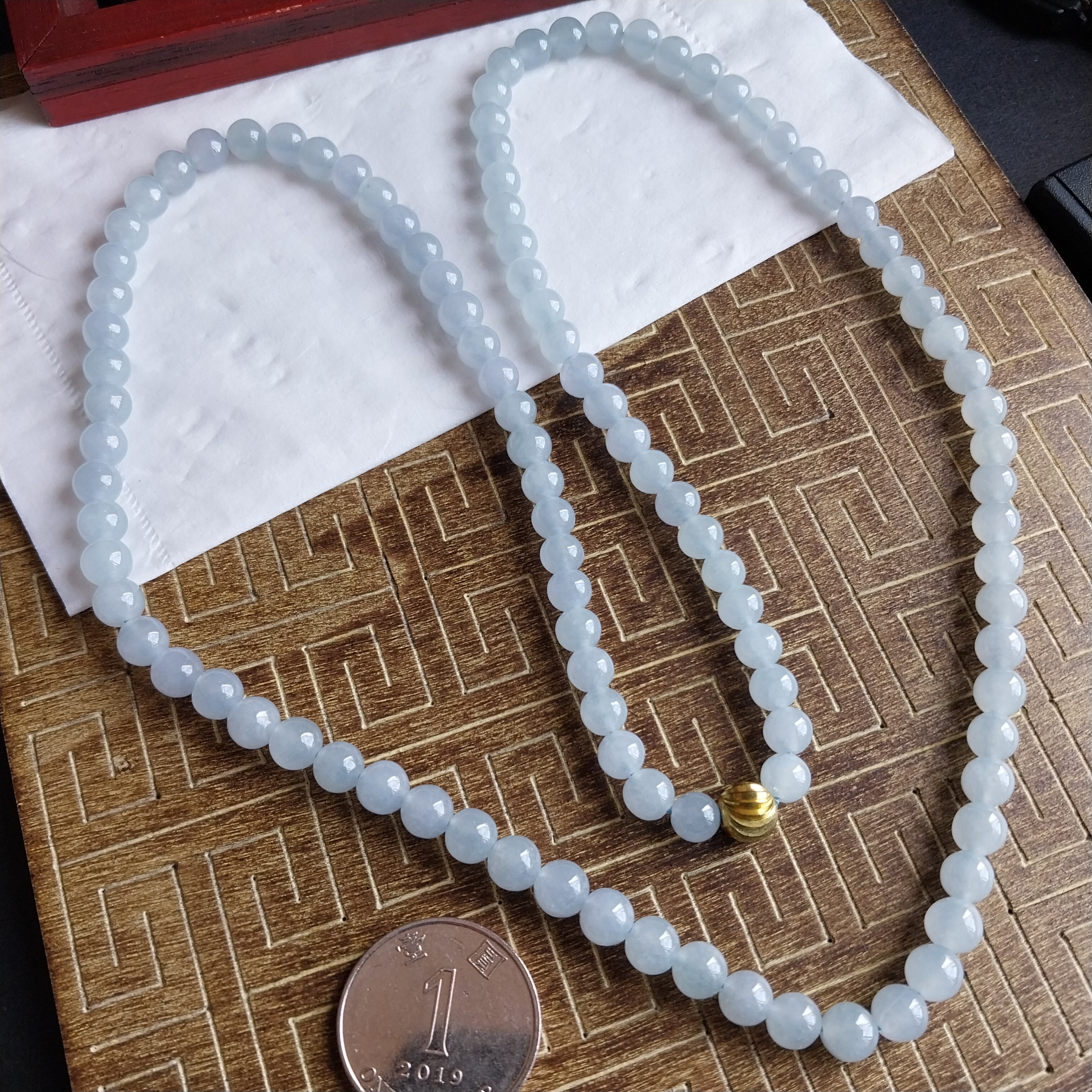 冰藍翡翠珠鏈 (7mm直徑), 天然翡翠A玉, 緬甸玉, Jade, Jadeite