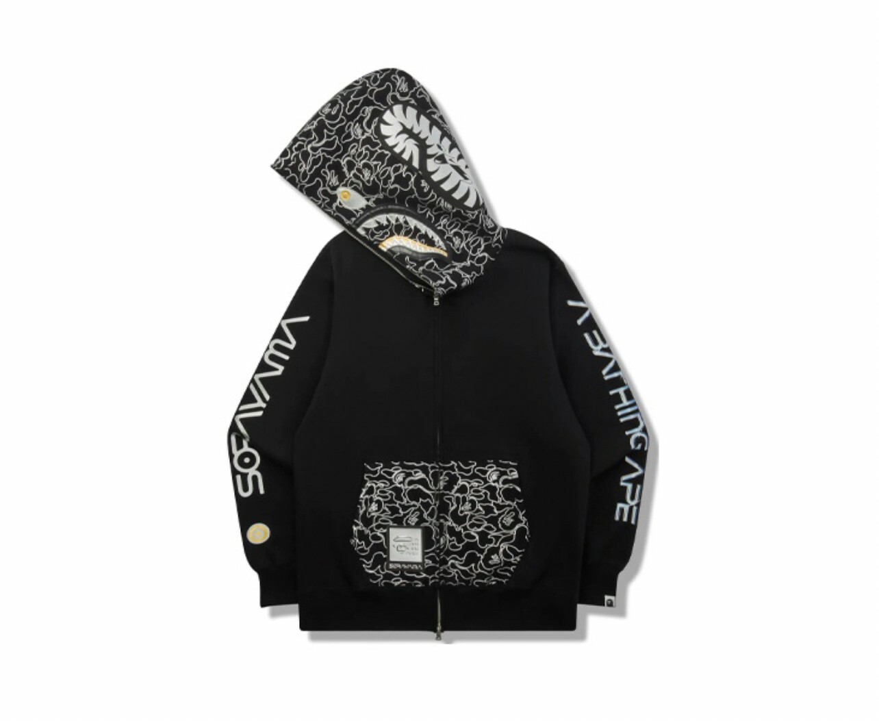 代購 A BATHING APE HajimeSorayama 聯名款 鯊魚拉鍊印花 外套帽T FEB-