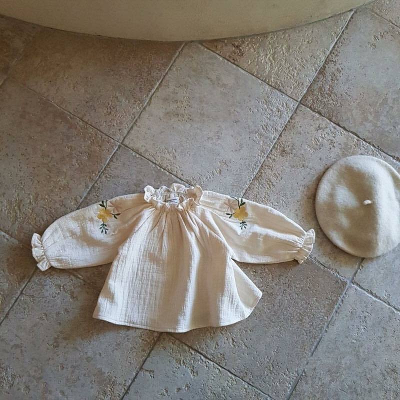 P50BE_SS23_C🌼米色韓風刺繡花花上衣(pre-order)