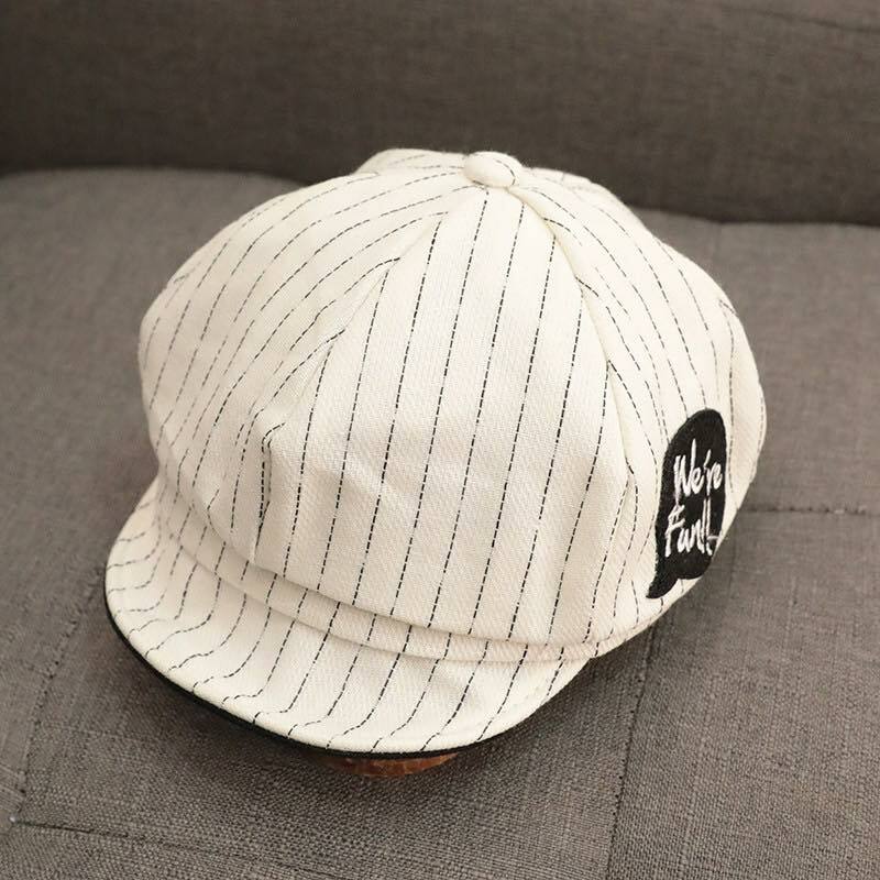 A189WE_SS23_C⬜白色直紋貝雷帽(pre-order)