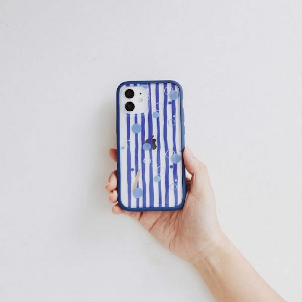 【現貨】印花樂X犀牛盾NX邊框背蓋兩用手機殼-碎冰泡泡/清涼藍白