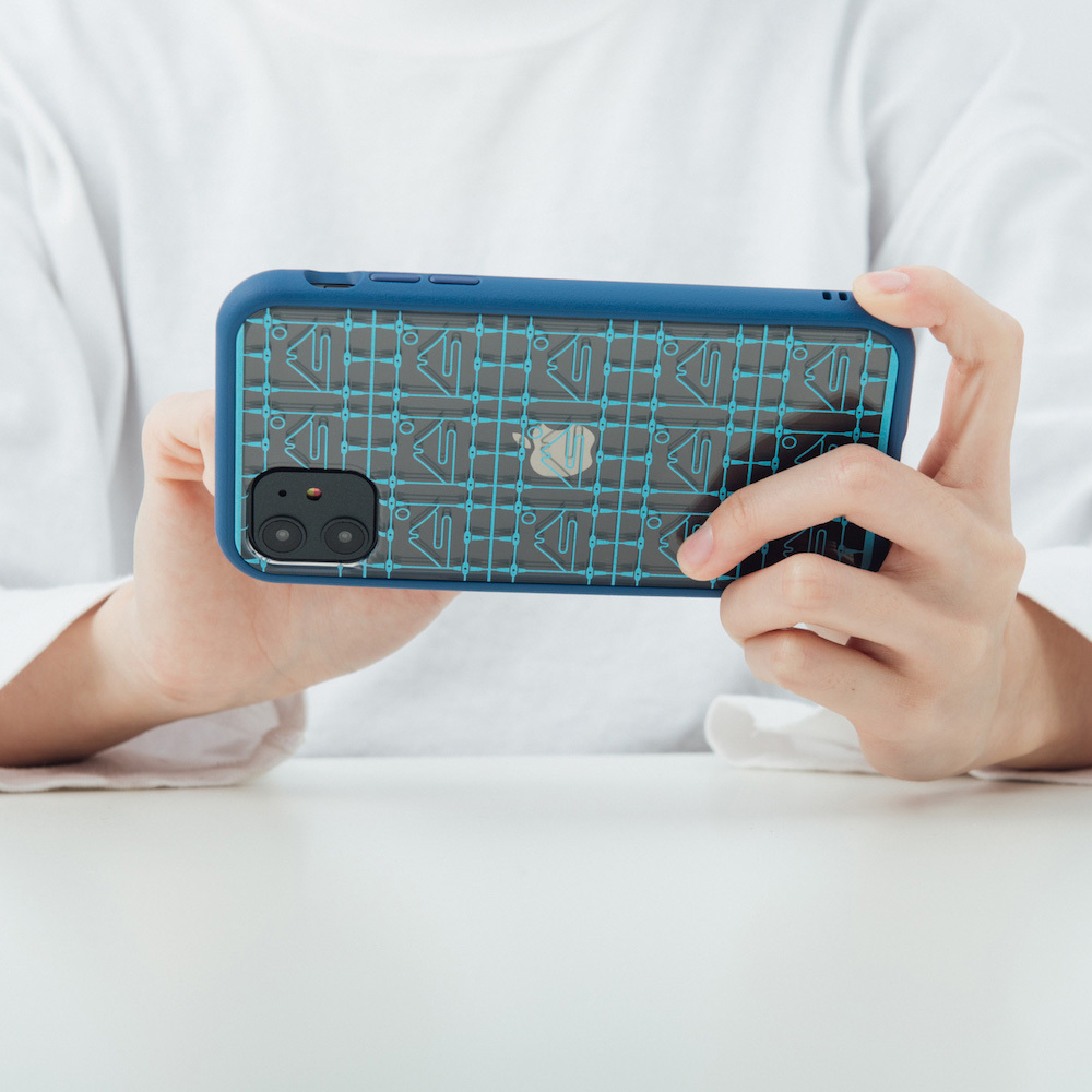 【現貨】印花樂X犀牛盾NX邊框背蓋兩用手機殼-鐵花窗/富士山藍色