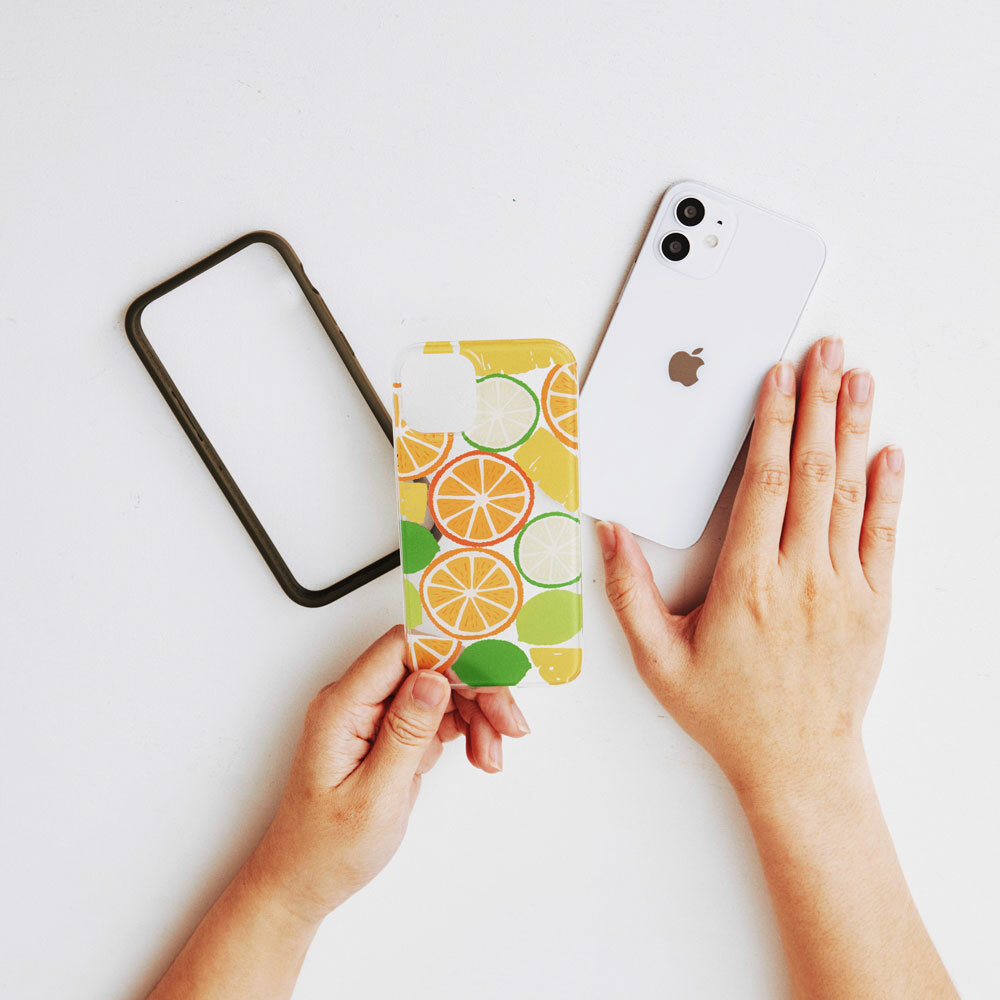 【現貨】印花樂X犀牛盾NX邊框背蓋兩用手機殼-限定花色/切片果果/橘黃色