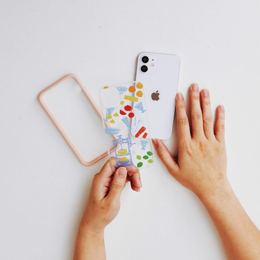 【現貨】印花樂X犀牛盾NX邊框背蓋兩用手機殼-限定花色/剉冰小皿/果粉色