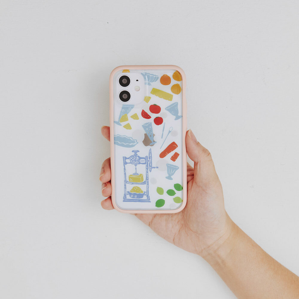 【現貨】印花樂X犀牛盾NX邊框背蓋兩用手機殼-限定花色/剉冰小皿/果粉色
