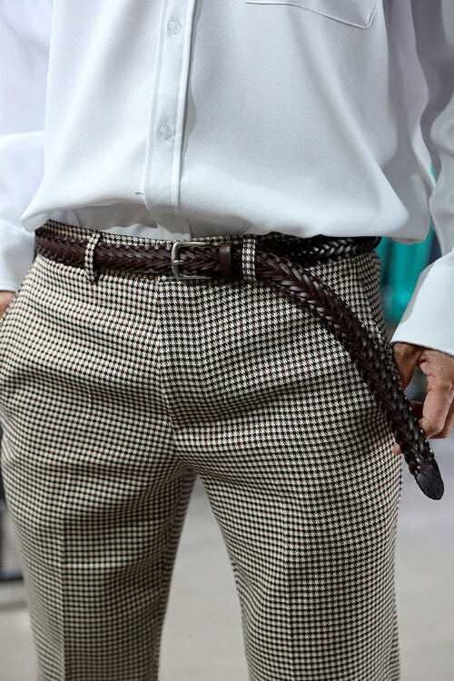 真皮麻花編織腰帶